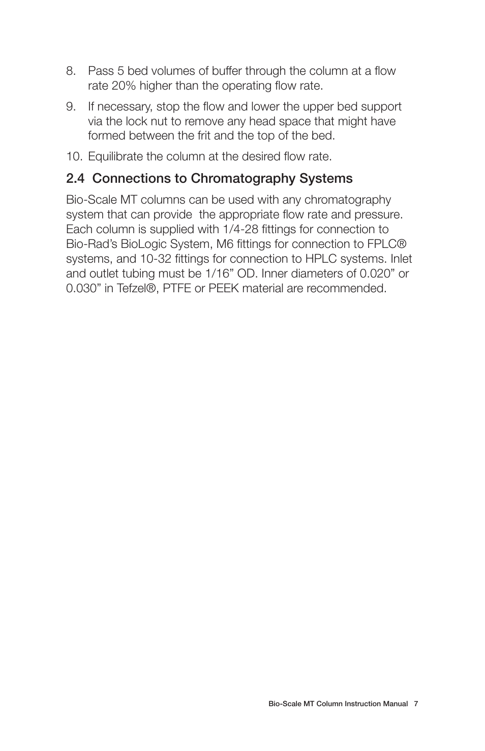 Bio-Rad Bio-Scale™ MT High-Resolution Empty Columns User Manual | Page 11 / 16
