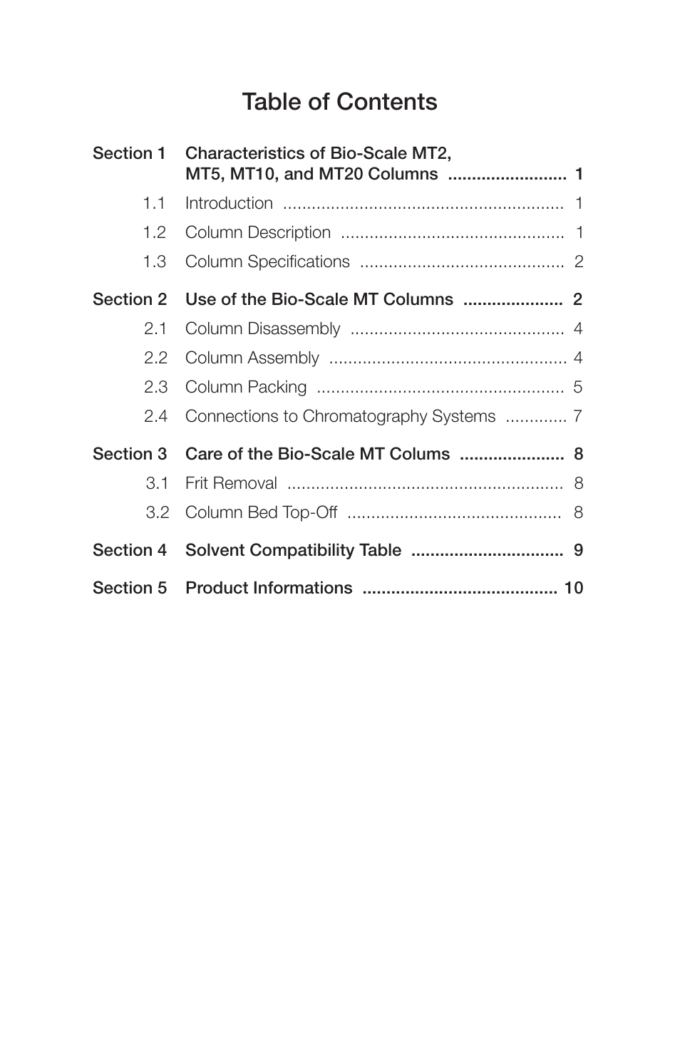 Bio-Rad Bio-Scale™ MT High-Resolution Empty Columns User Manual | Page 3 / 16