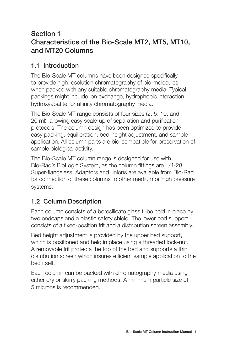 Bio-Rad Bio-Scale™ MT High-Resolution Empty Columns User Manual | Page 5 / 16