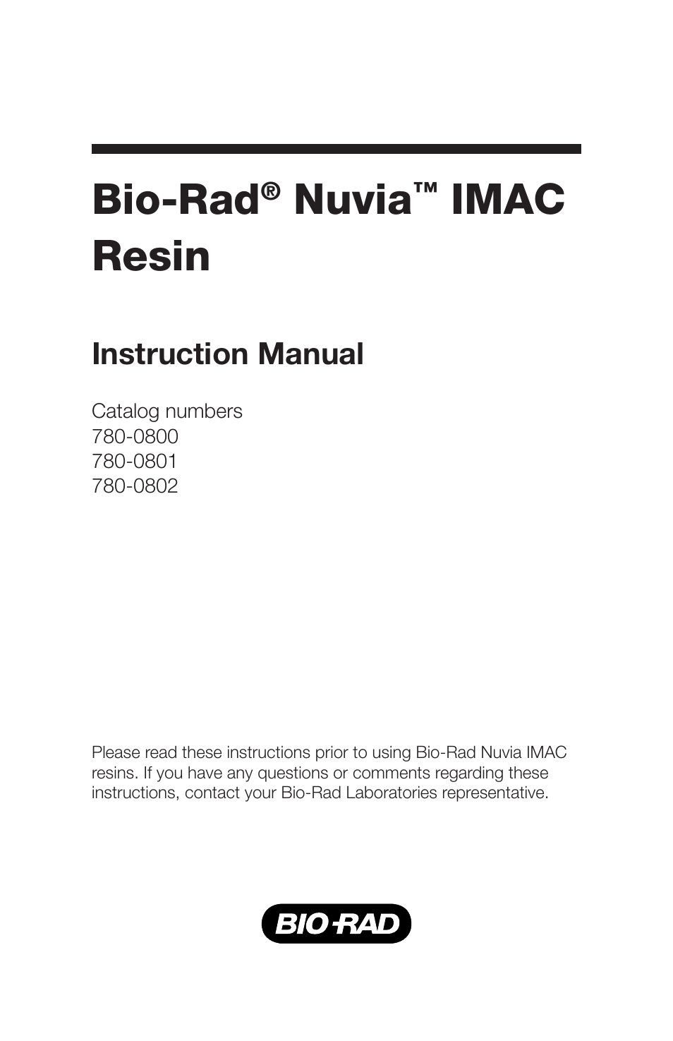 Bio-Rad Nuvia™ IMAC Resin User Manual | 40 pages