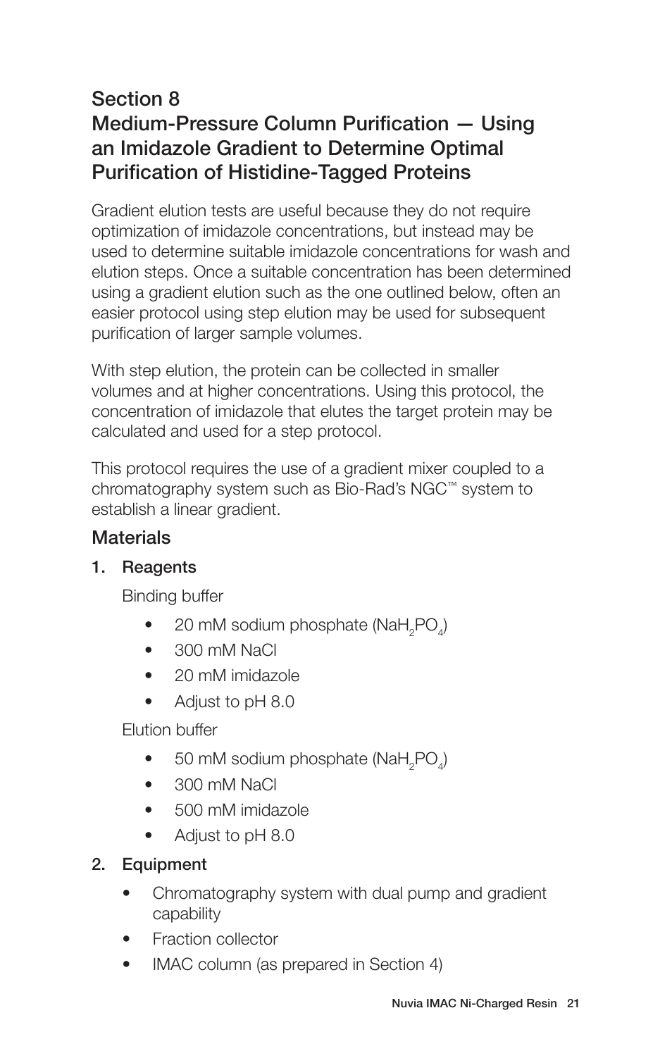 Materials | Bio-Rad Nuvia™ IMAC Resin User Manual | Page 25 / 40