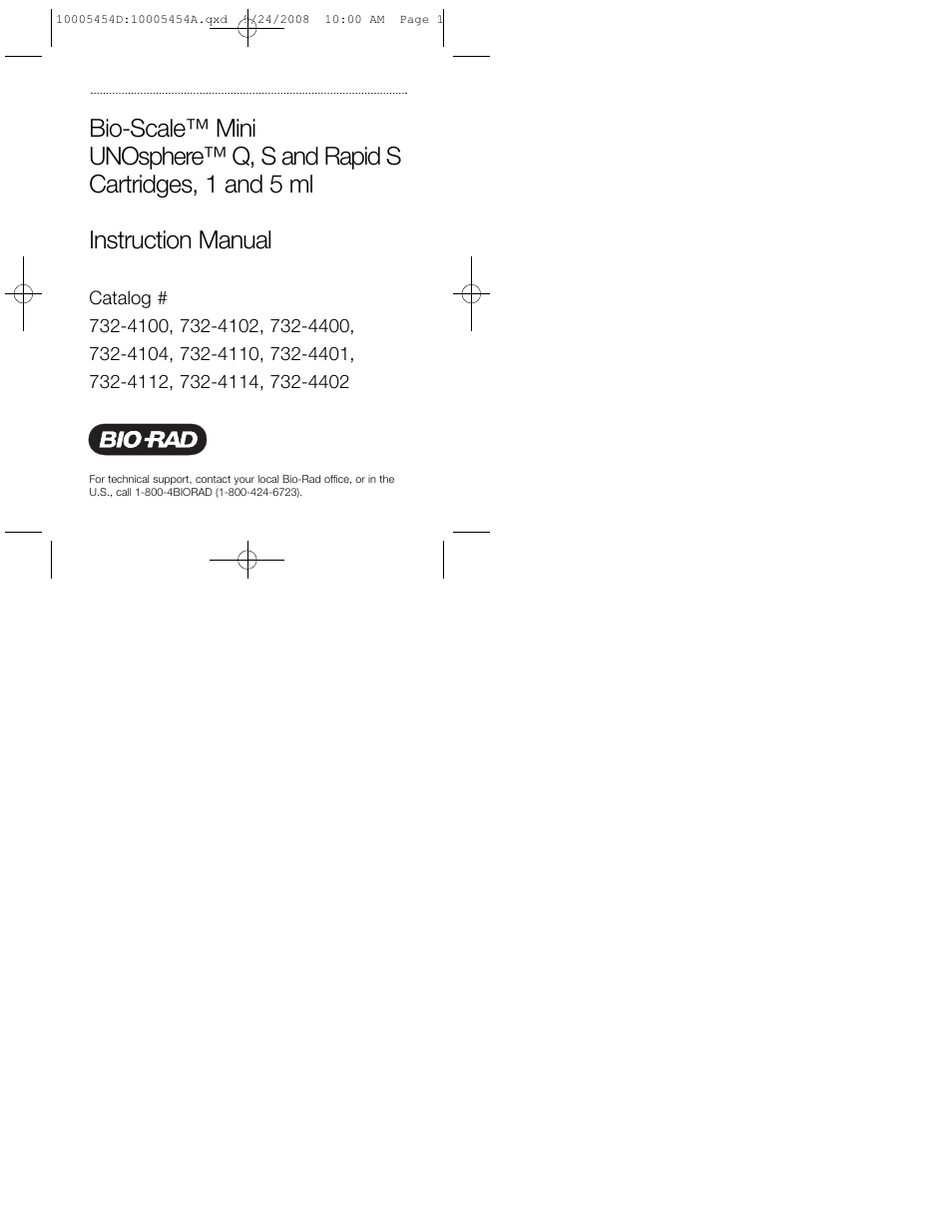 Bio-Rad UNOsphere™ Rapid S Media User Manual | 32 pages