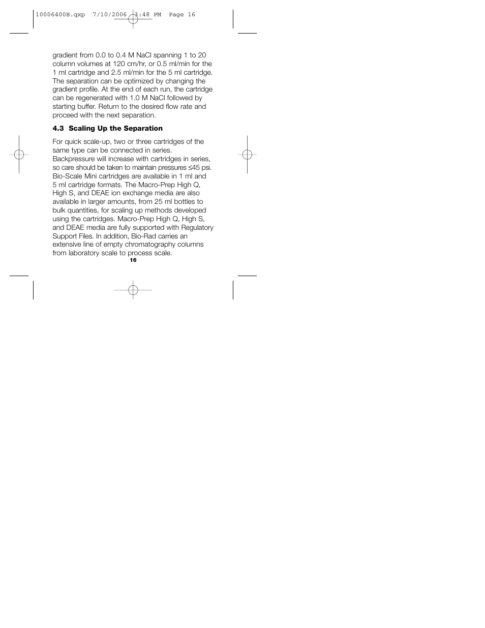 Bio-Rad Bio-Scale™ Mini Macro-Prep® High Q and Macro-Prep High S Cartridges User Manual | Page 20 / 28