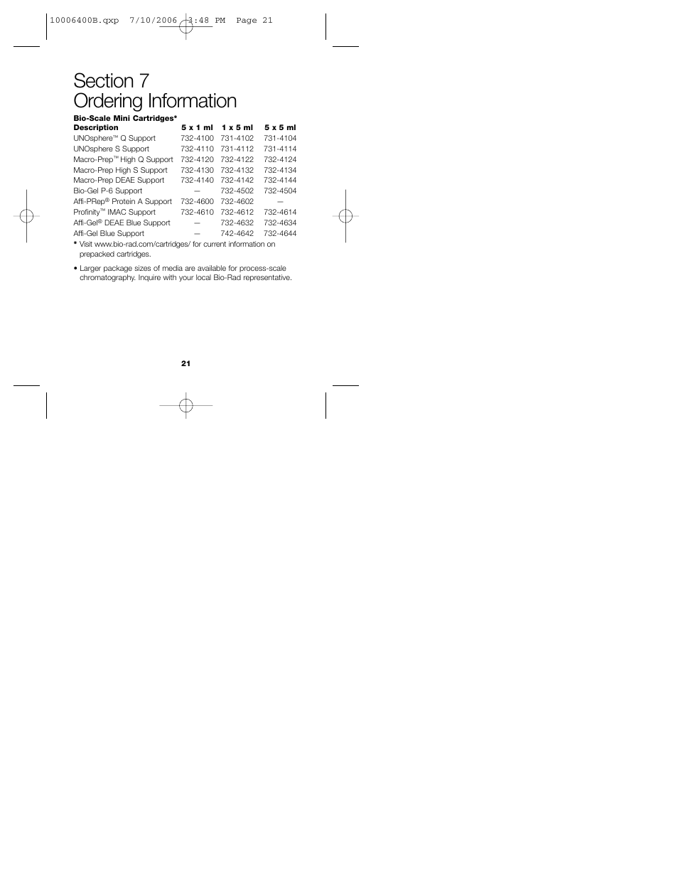 Bio-Rad Bio-Scale™ Mini Macro-Prep® High Q and Macro-Prep High S Cartridges User Manual | Page 25 / 28