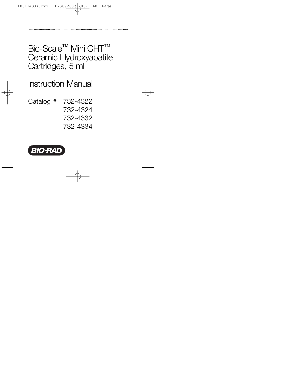 Bio-Rad Bio-Scale™ Mini CHT™ 40 µm Cartridges User Manual | 17 pages