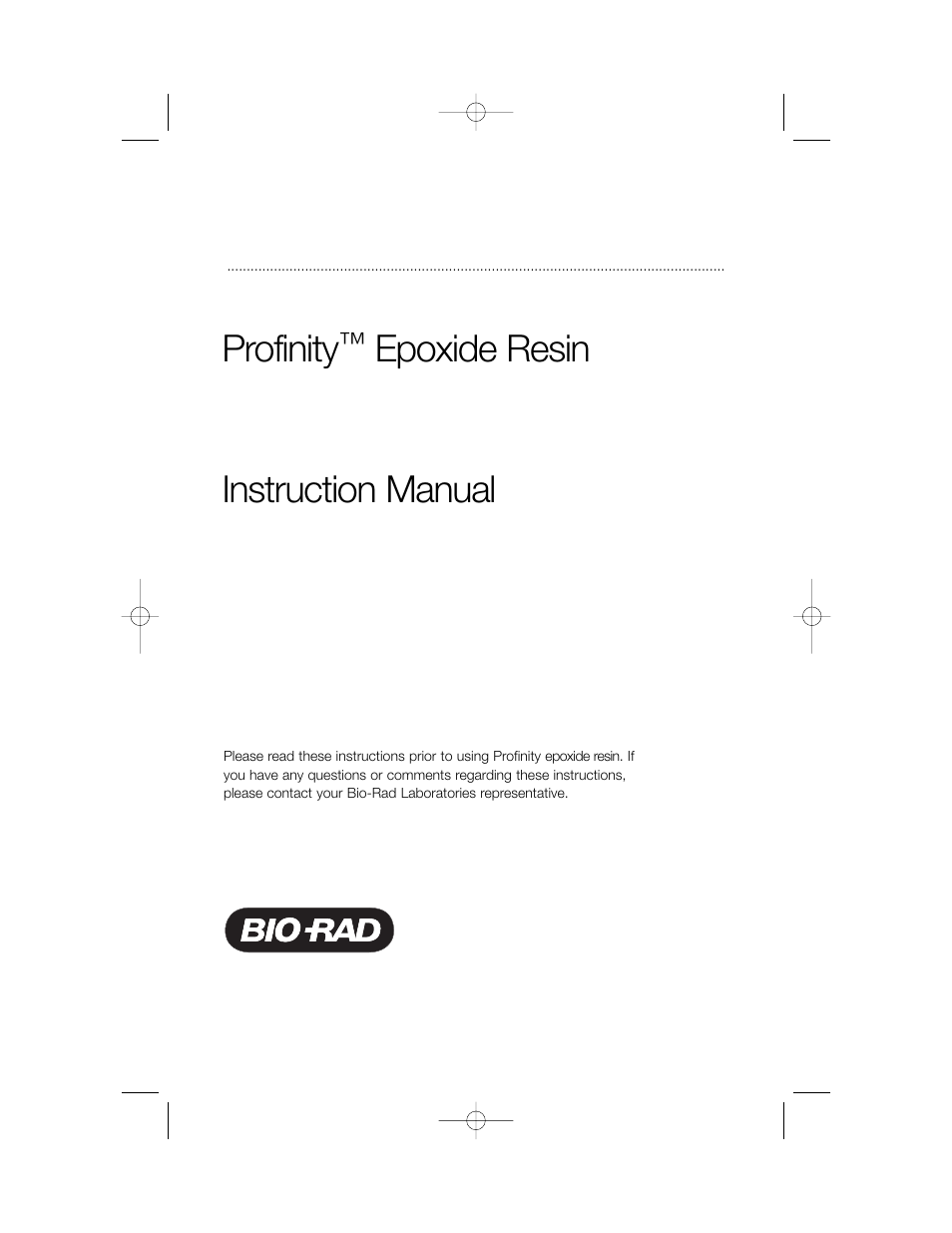 Bio-Rad Profinity Epoxide Resin User Manual | 12 pages