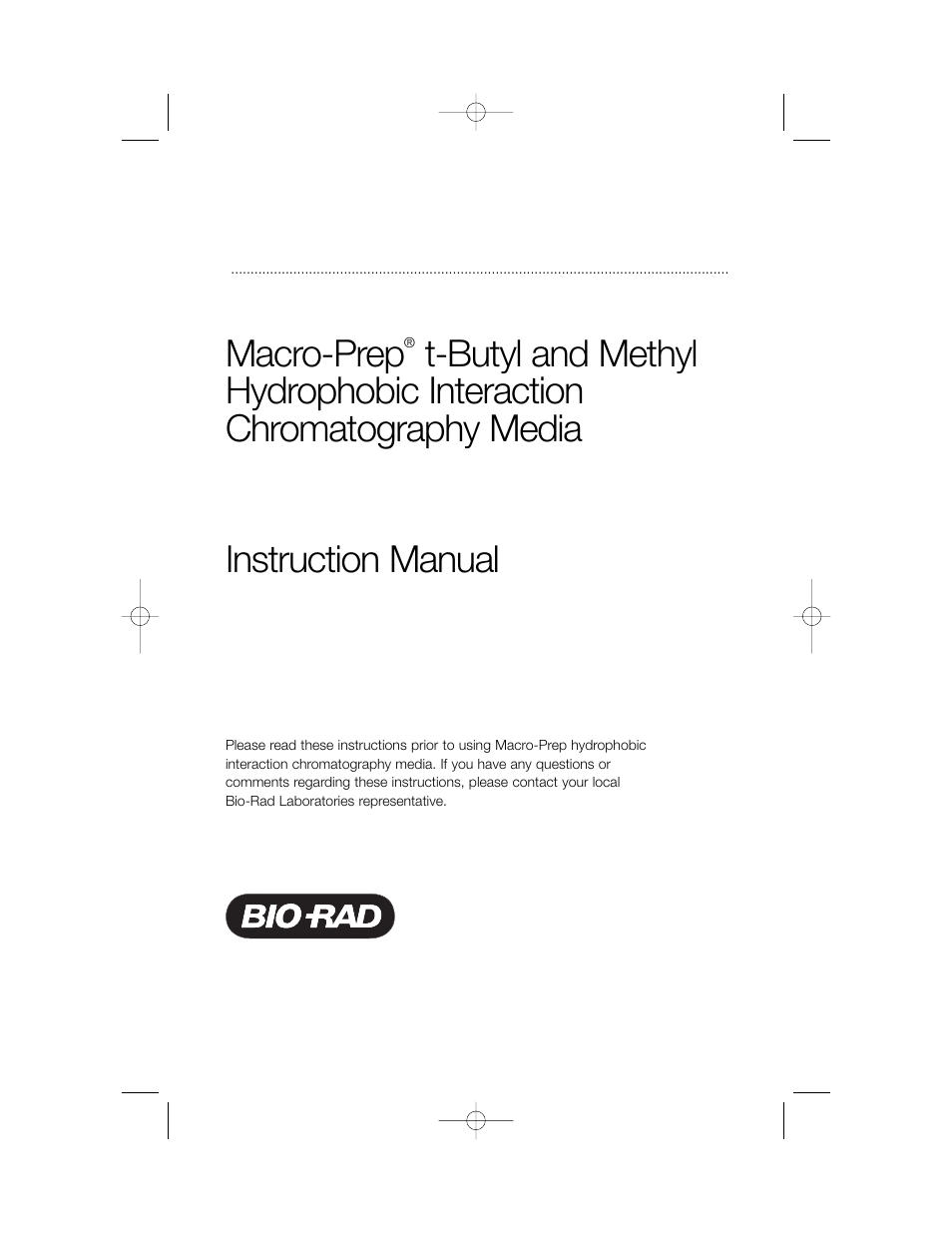 Bio-Rad Media Sampler Pack User Manual | 13 pages