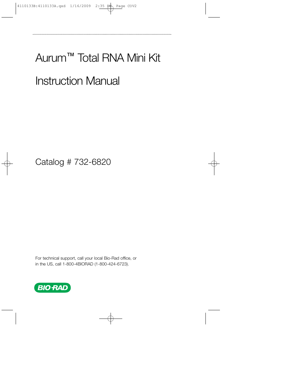 Bio-Rad Aurum™ Total RNA Mini Kit User Manual | 28 pages