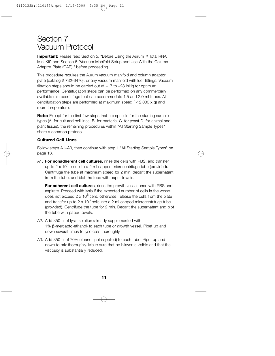 Bio-Rad Aurum™ Total RNA Mini Kit User Manual | Page 15 / 28