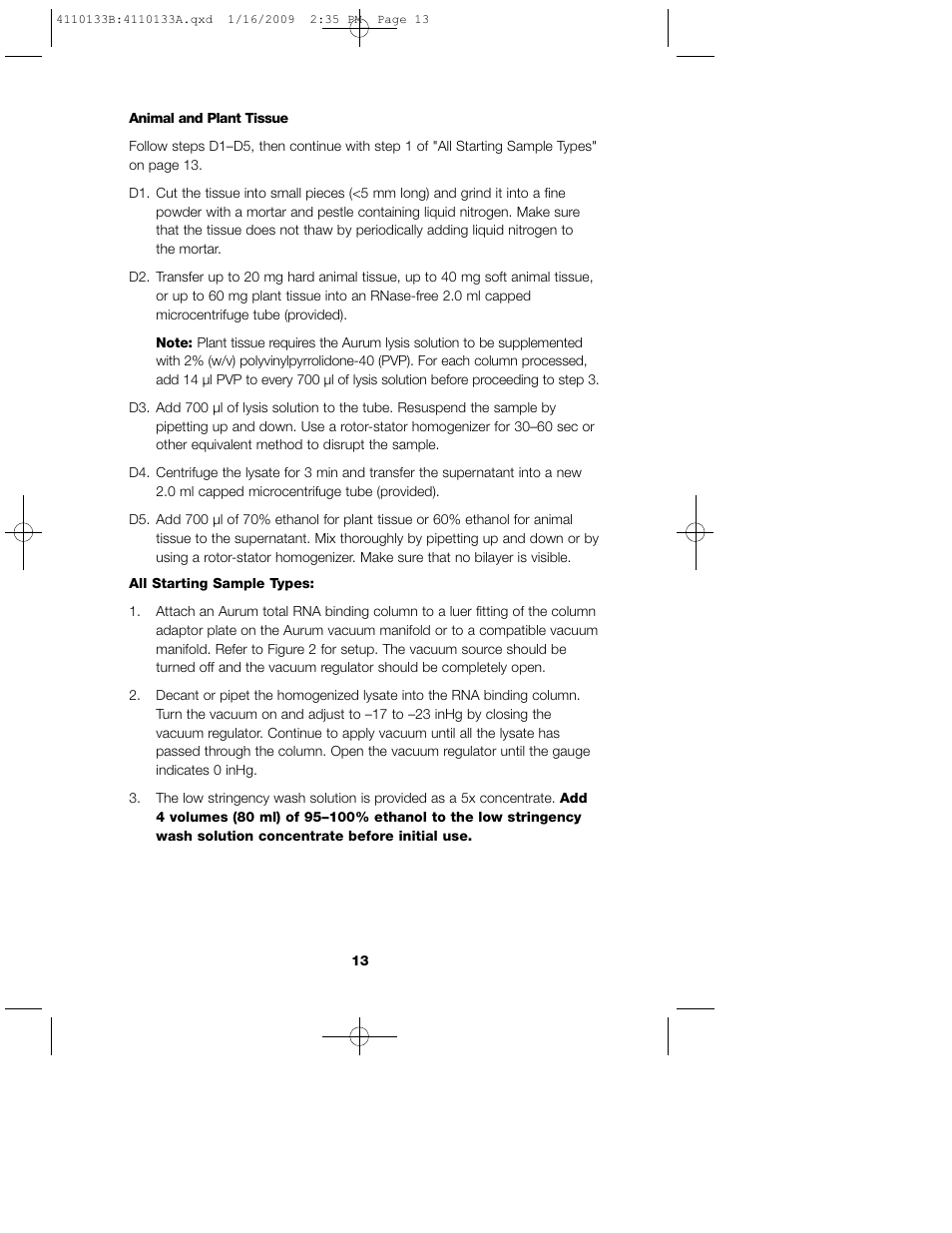 Bio-Rad Aurum™ Total RNA Mini Kit User Manual | Page 17 / 28