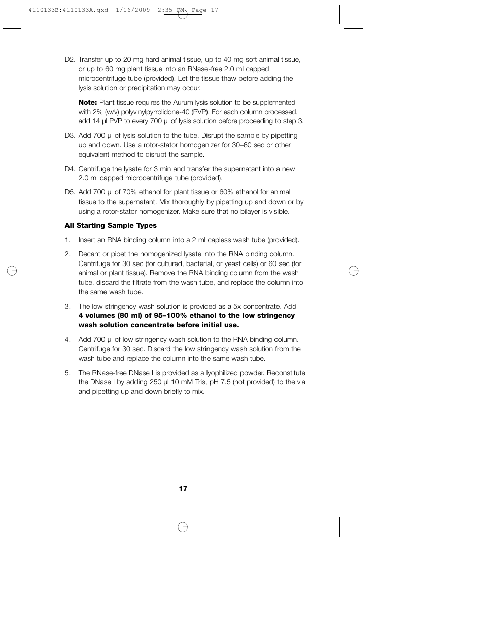 Bio-Rad Aurum™ Total RNA Mini Kit User Manual | Page 21 / 28