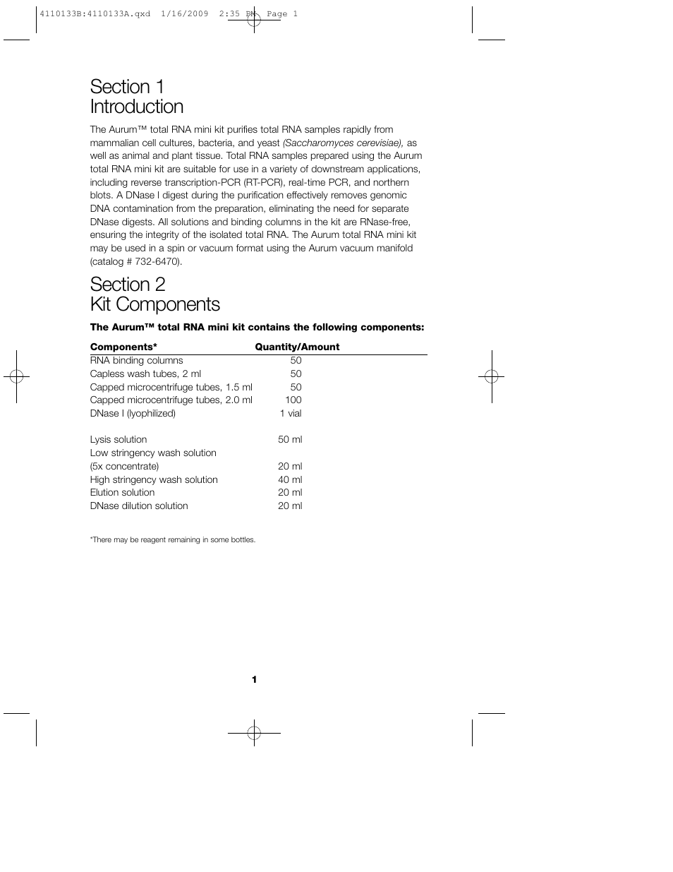Bio-Rad Aurum™ Total RNA Mini Kit User Manual | Page 5 / 28