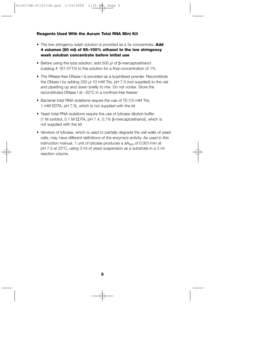 Bio-Rad Aurum™ Total RNA Mini Kit User Manual | Page 9 / 28