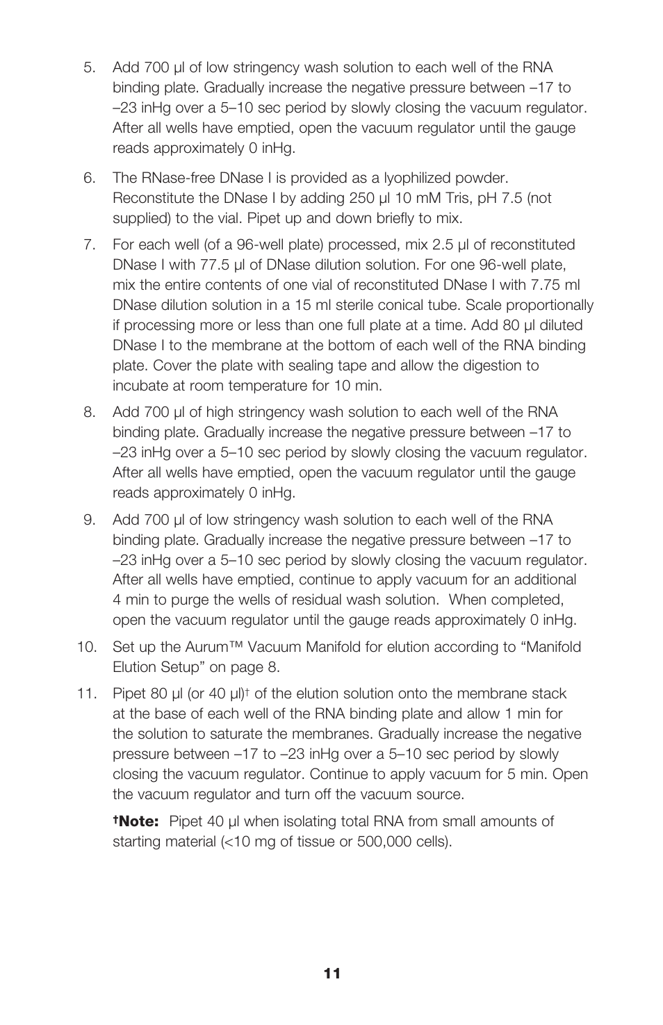Bio-Rad Aurum™ Total RNA 96 Kit User Manual | Page 15 / 24