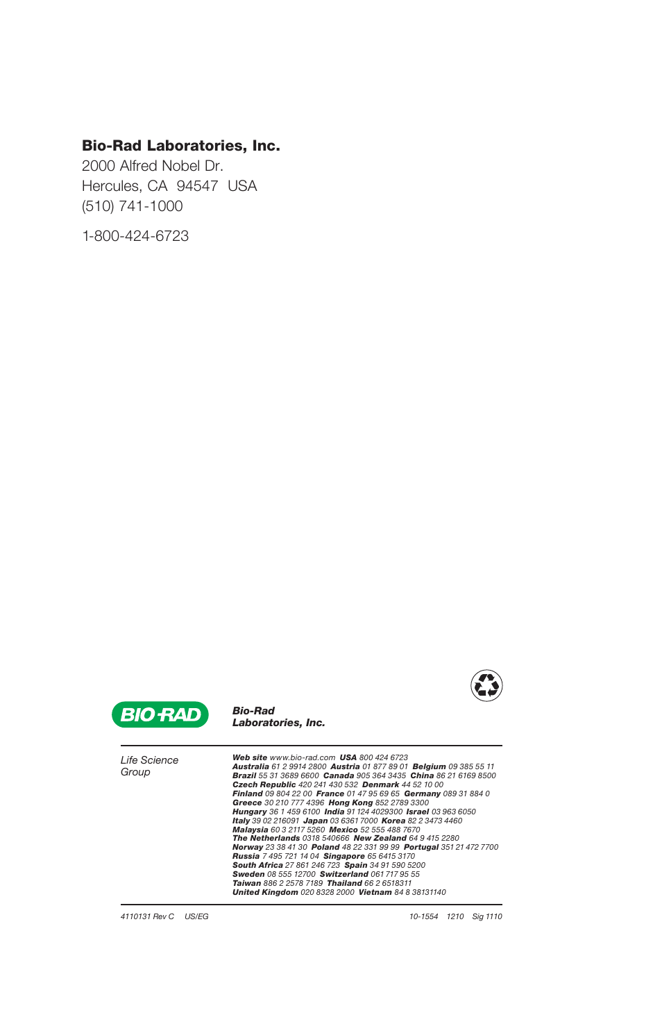 Bio-Rad Aurum™ Total RNA 96 Kit User Manual | Page 24 / 24