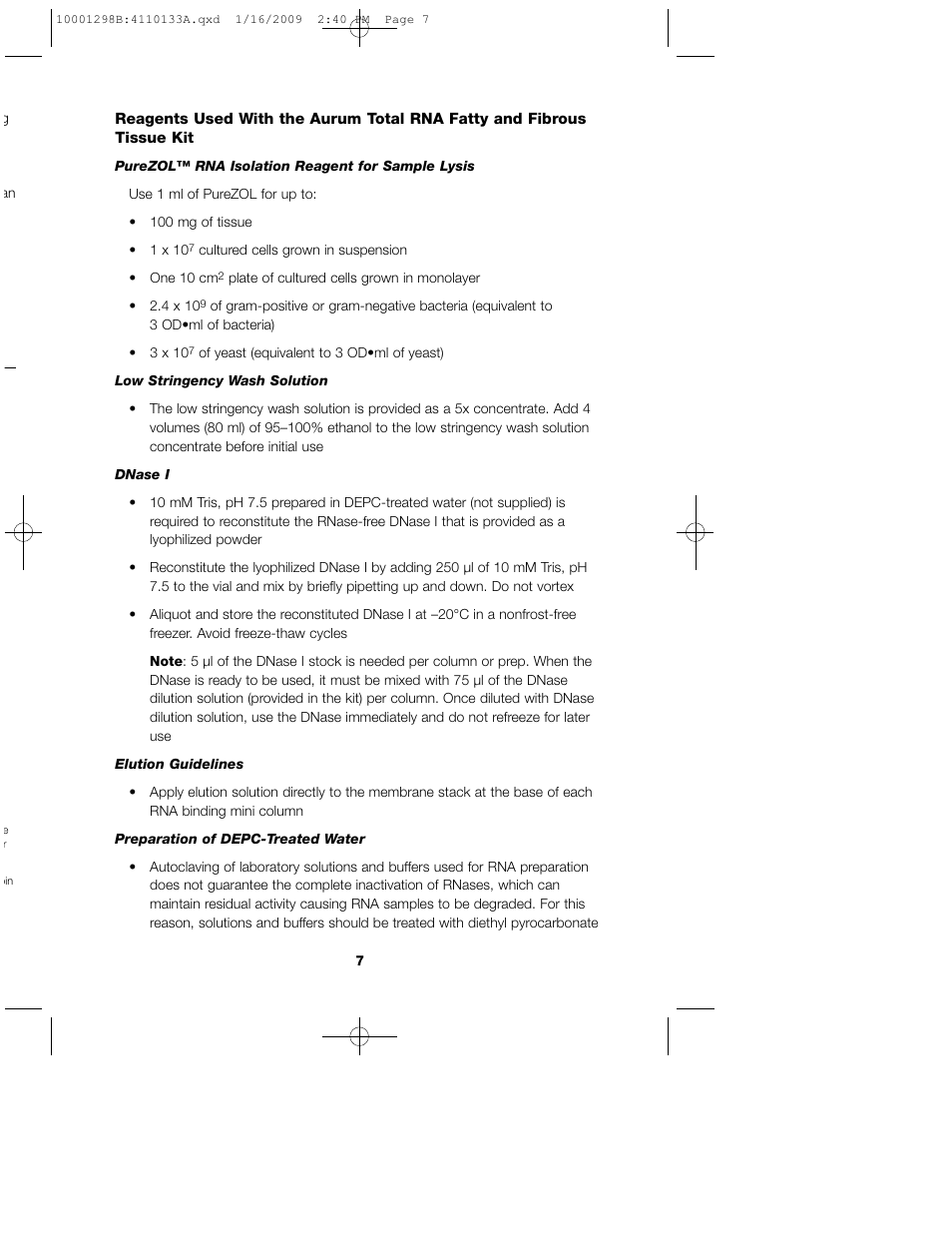 Bio-Rad Aurum™ Total RNA Fatty and Fibrous Tissue Kit User Manual | Page 11 / 40