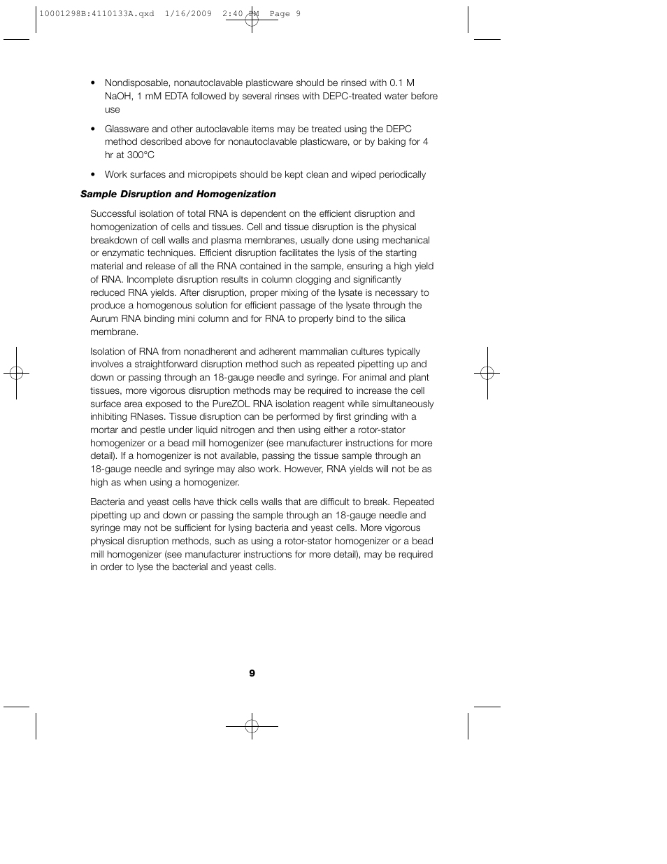 Bio-Rad Aurum™ Total RNA Fatty and Fibrous Tissue Kit User Manual | Page 13 / 40