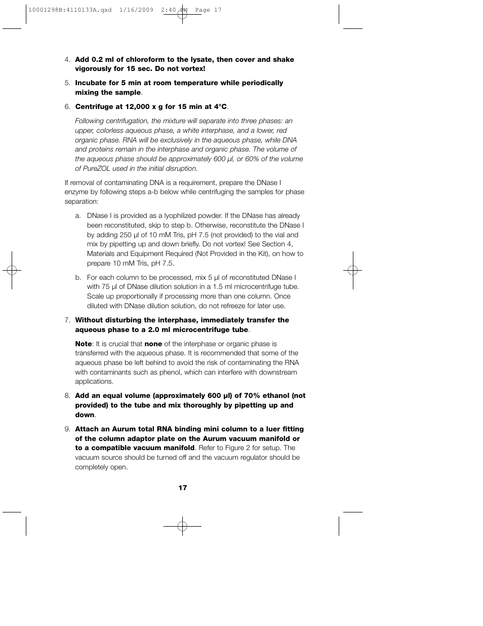 Bio-Rad Aurum™ Total RNA Fatty and Fibrous Tissue Kit User Manual | Page 21 / 40