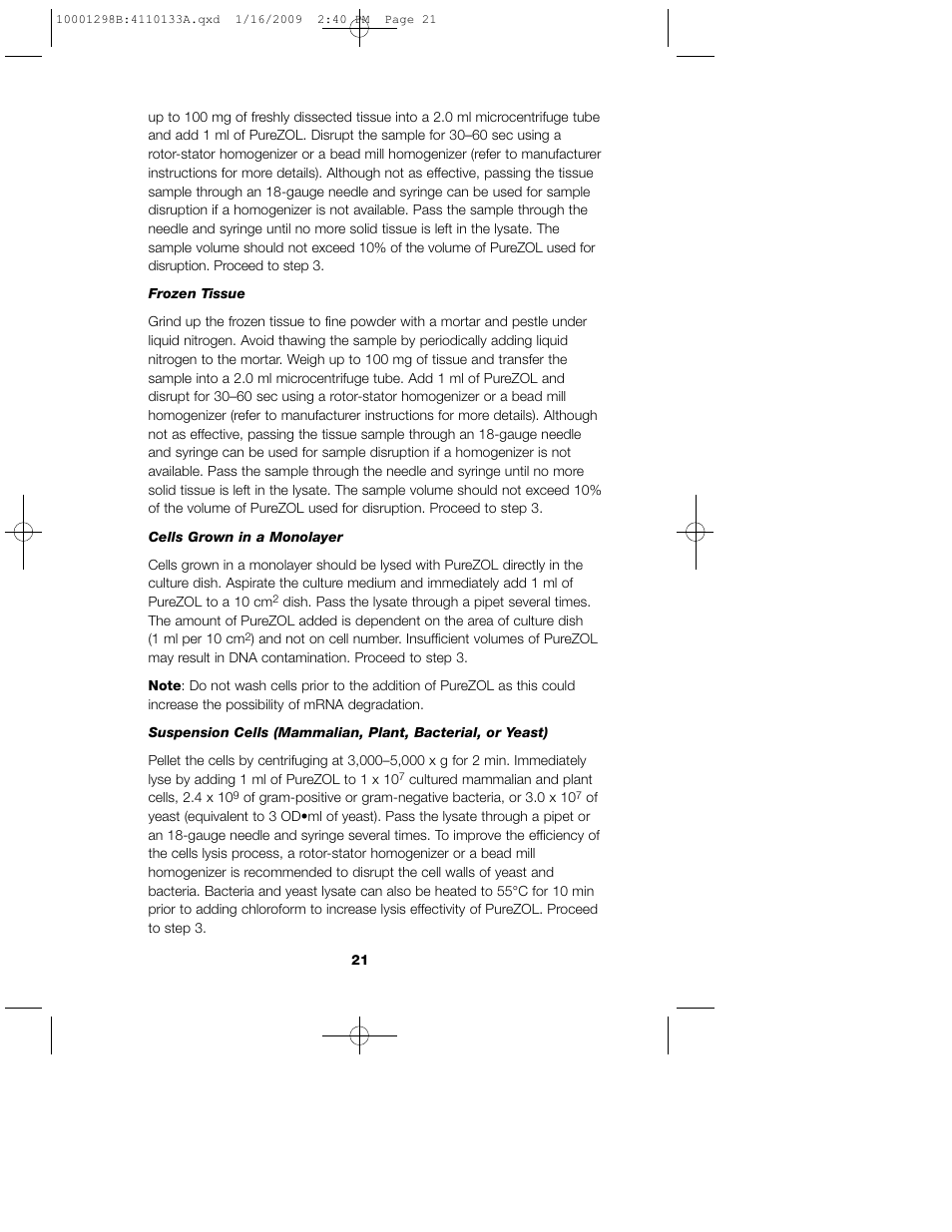 Bio-Rad Aurum™ Total RNA Fatty and Fibrous Tissue Kit User Manual | Page 25 / 40