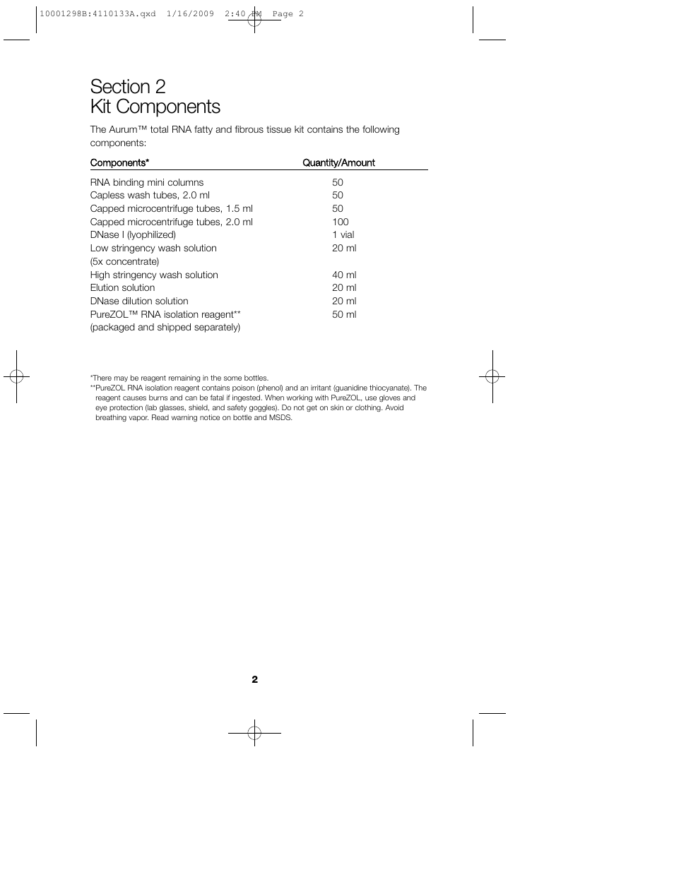 Bio-Rad Aurum™ Total RNA Fatty and Fibrous Tissue Kit User Manual | Page 6 / 40