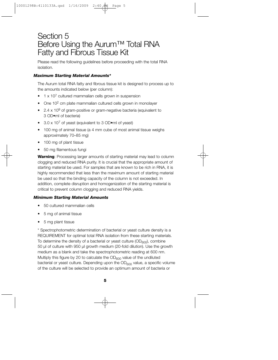 Bio-Rad Aurum™ Total RNA Fatty and Fibrous Tissue Kit User Manual | Page 9 / 40