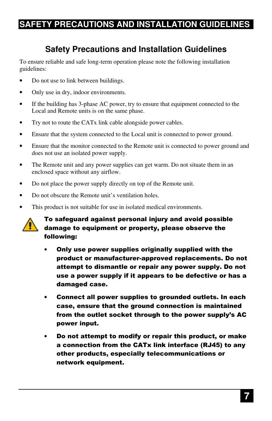 Safety precautions and installation guidelines | Black Box ACU4222A User Manual | Page 8 / 41
