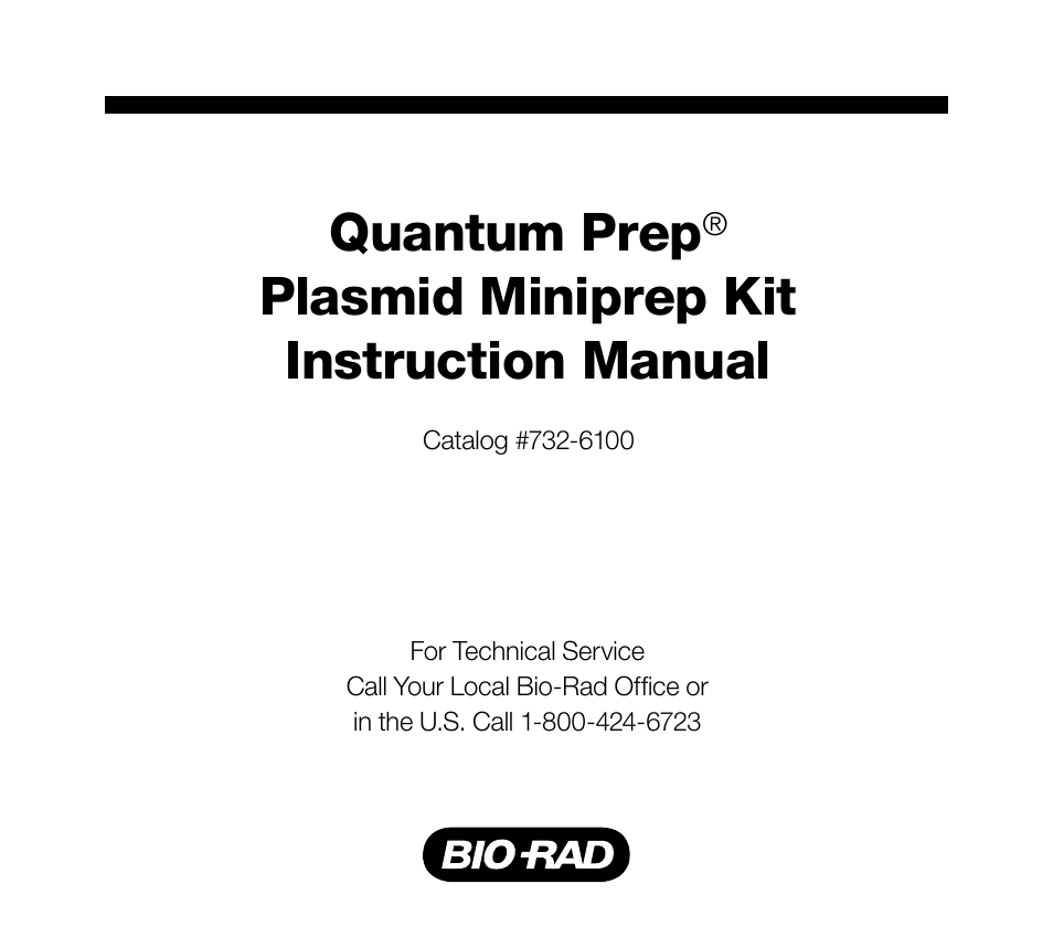 Bio-Rad Quantum Prep Plasmid Kits User Manual | 16 pages