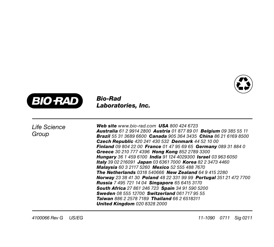 Life science group, Bio-rad laboratories, inc | Bio-Rad Quantum Prep Plasmid Kits User Manual | Page 16 / 16