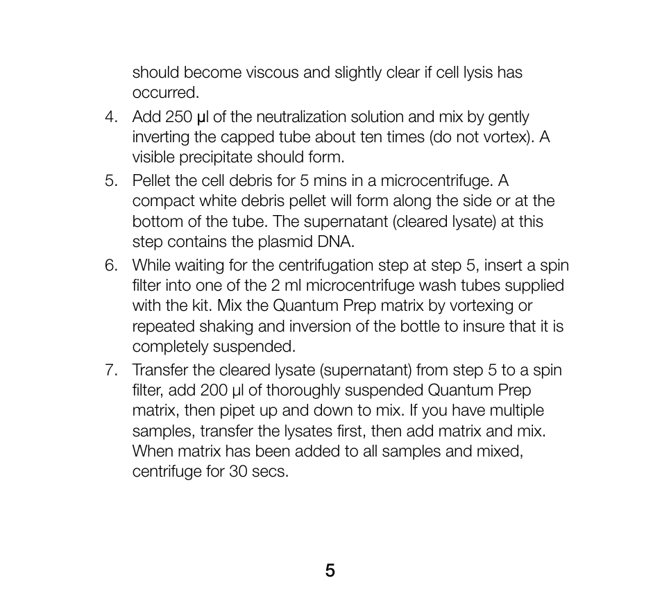 Bio-Rad Quantum Prep Plasmid Kits User Manual | Page 9 / 16