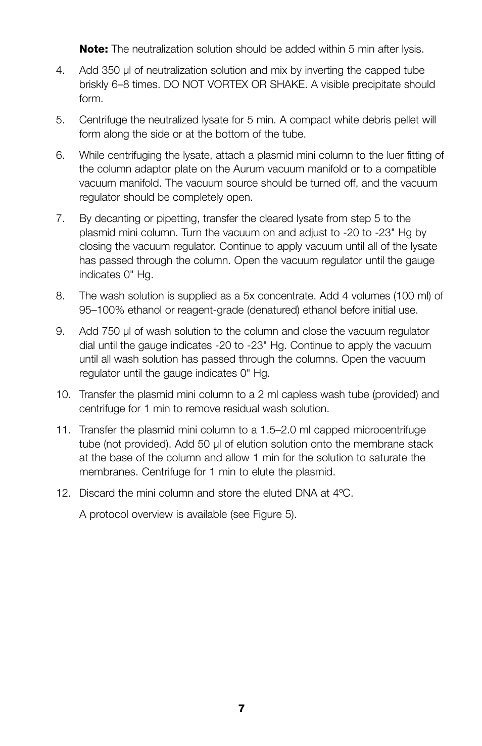 Bio-Rad Aurum™ Plasmid Mini Purification Module User Manual | Page 10 / 16