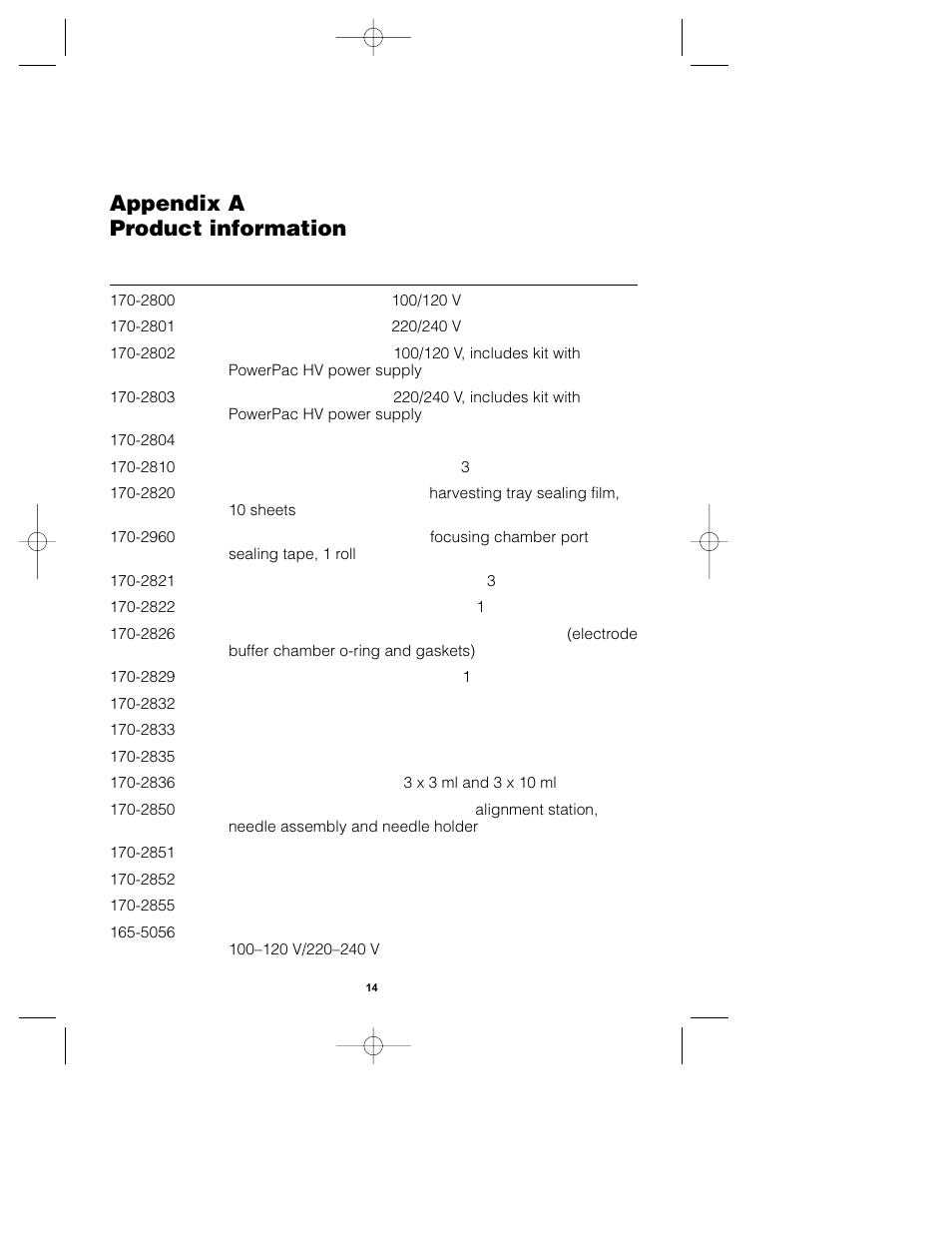 Appendix a product information | Bio-Rad MicroRotofor™ Cell User Manual | Page 16 / 17