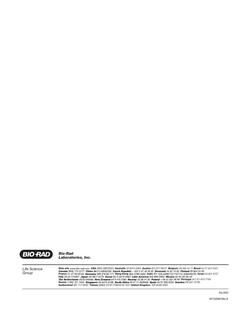 Life science group, Bio-rad laboratories, inc | Bio-Rad Rotofor® and Mini Rotofor Cells User Manual | Page 52 / 52