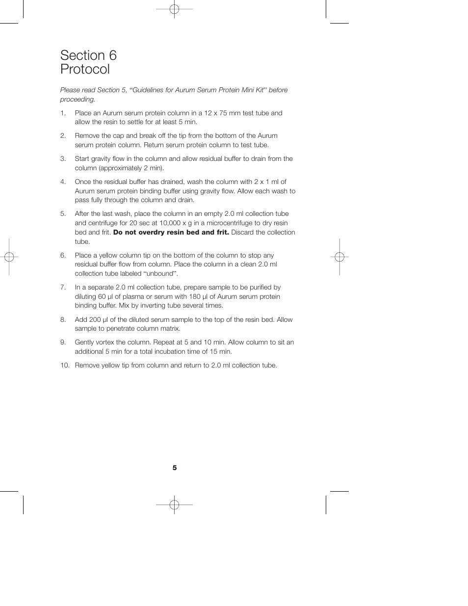Bio-Rad Aurum Serum Protein Mini Kit User Manual | Page 7 / 13