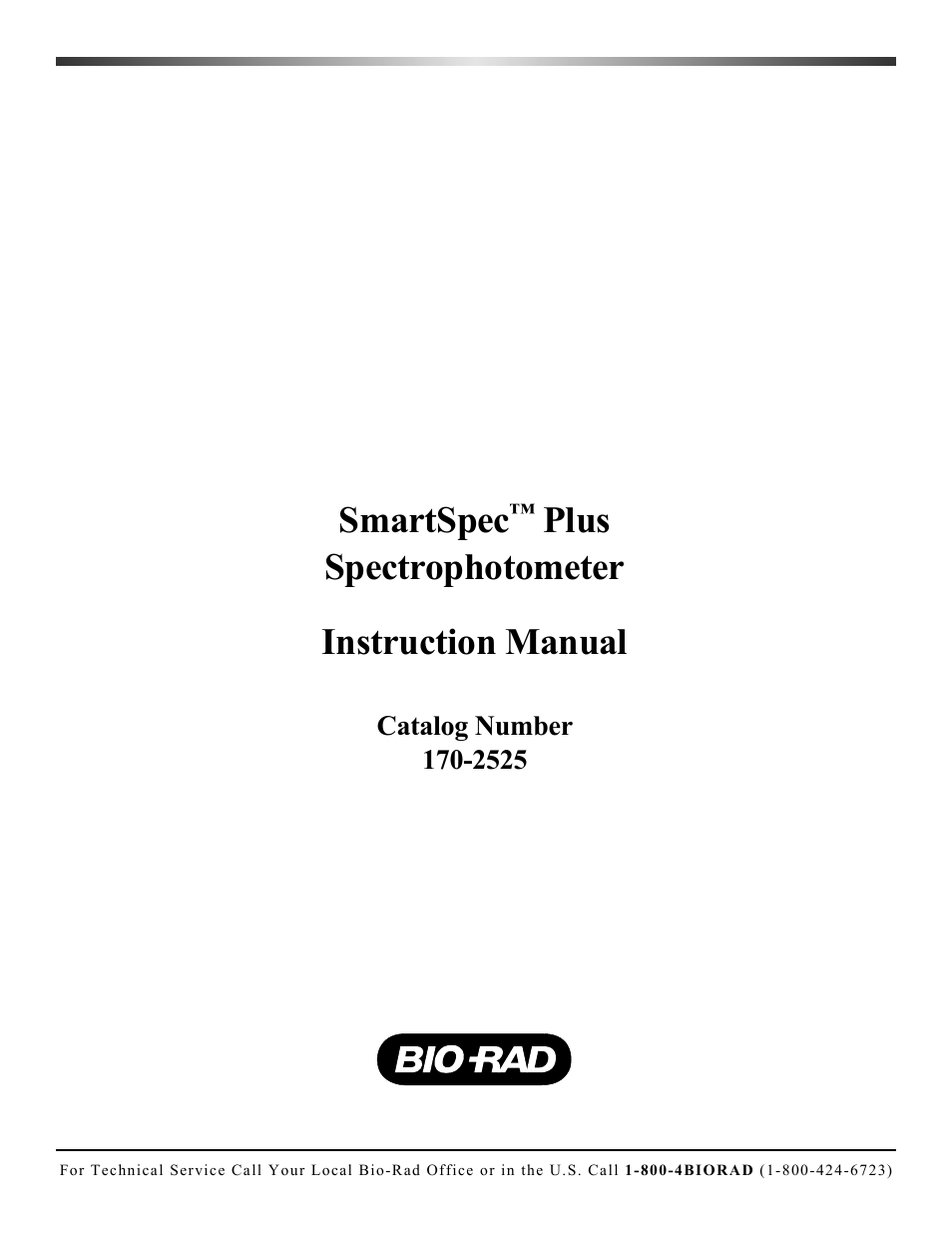 Bio-Rad SmartSpec Plus Spectrophotometer User Manual | 58 pages