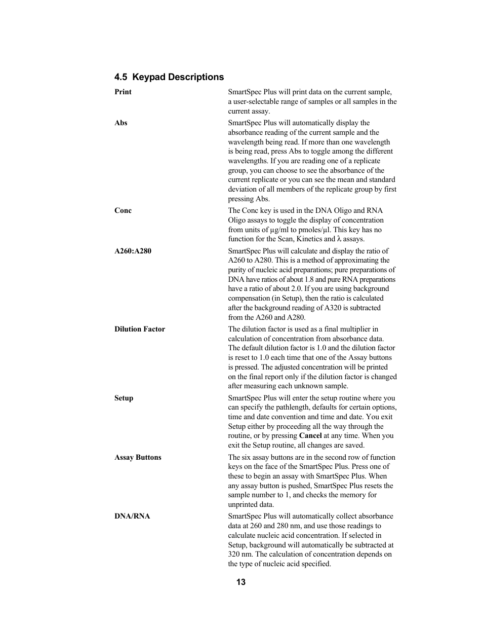 Bio-Rad SmartSpec Plus Spectrophotometer User Manual | Page 16 / 58