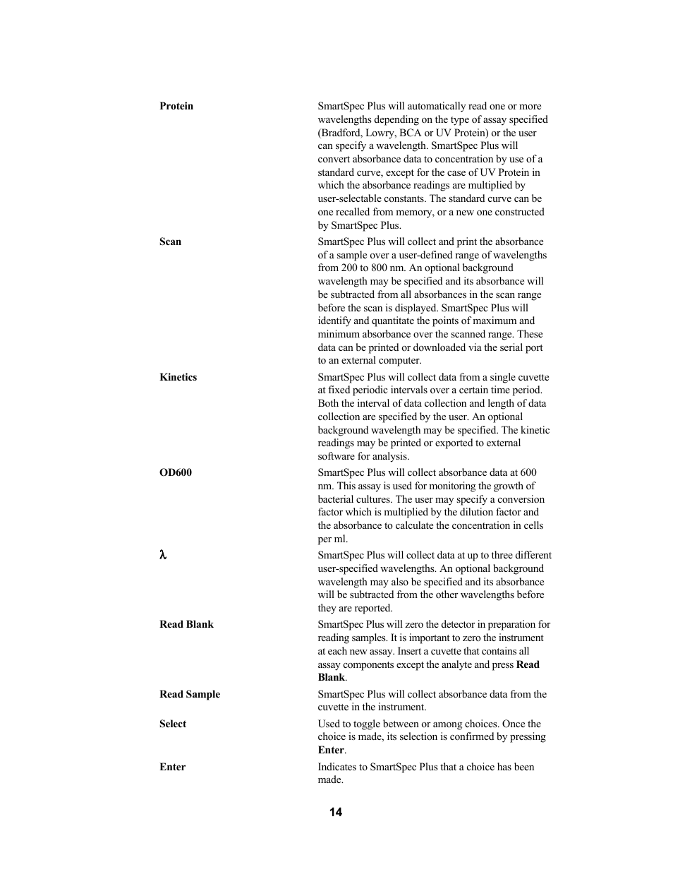 Bio-Rad SmartSpec Plus Spectrophotometer User Manual | Page 17 / 58