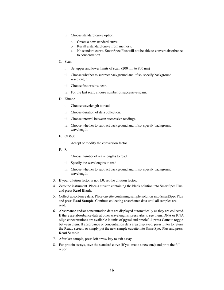 Bio-Rad SmartSpec Plus Spectrophotometer User Manual | Page 19 / 58