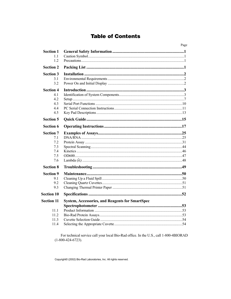 Bio-Rad SmartSpec Plus Spectrophotometer User Manual | Page 2 / 58