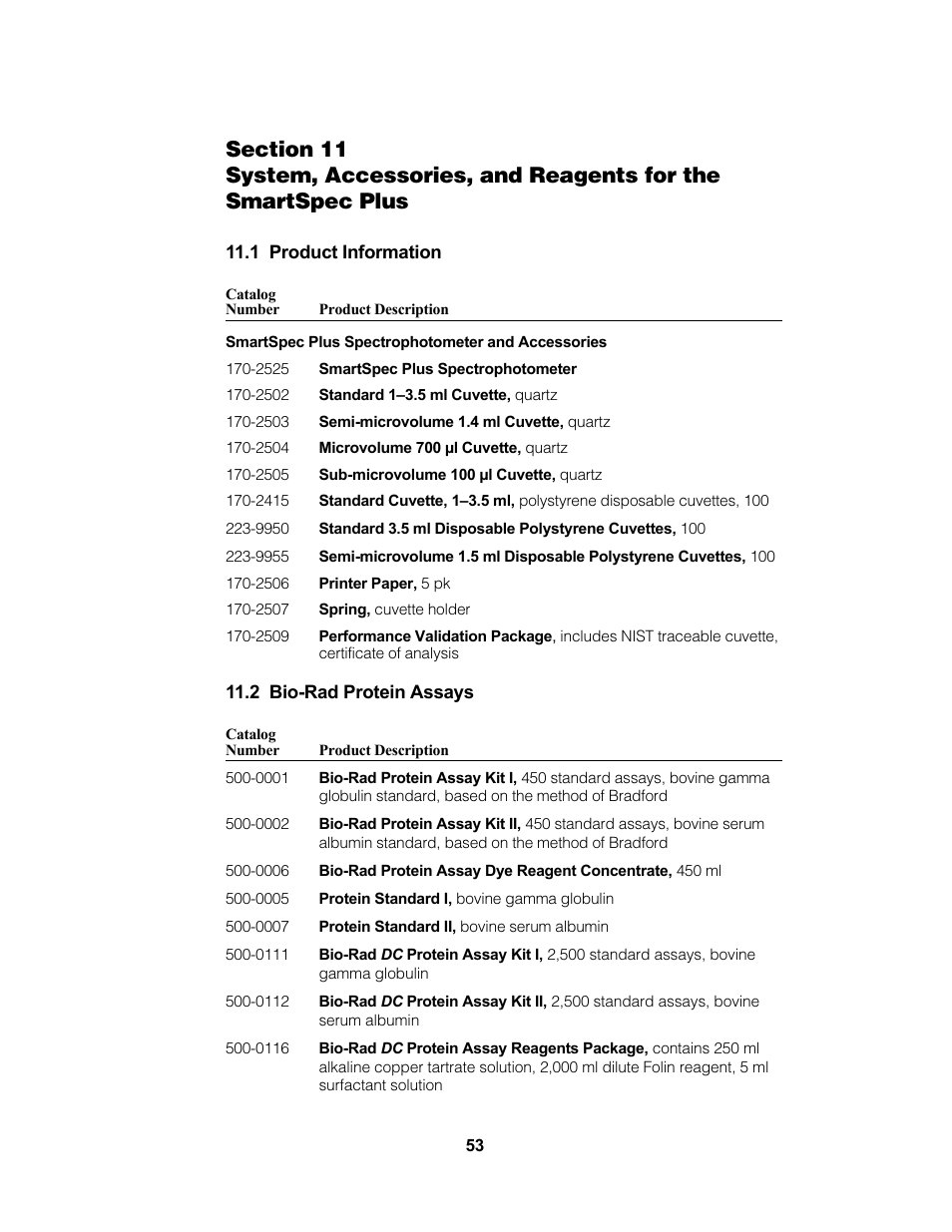 Bio-Rad SmartSpec Plus Spectrophotometer User Manual | Page 56 / 58