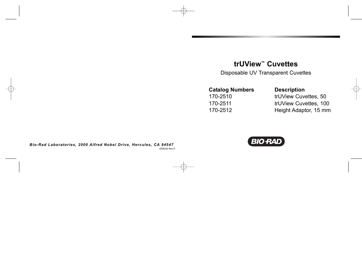 Bio-Rad trUView Cuvettes User Manual | 4 pages