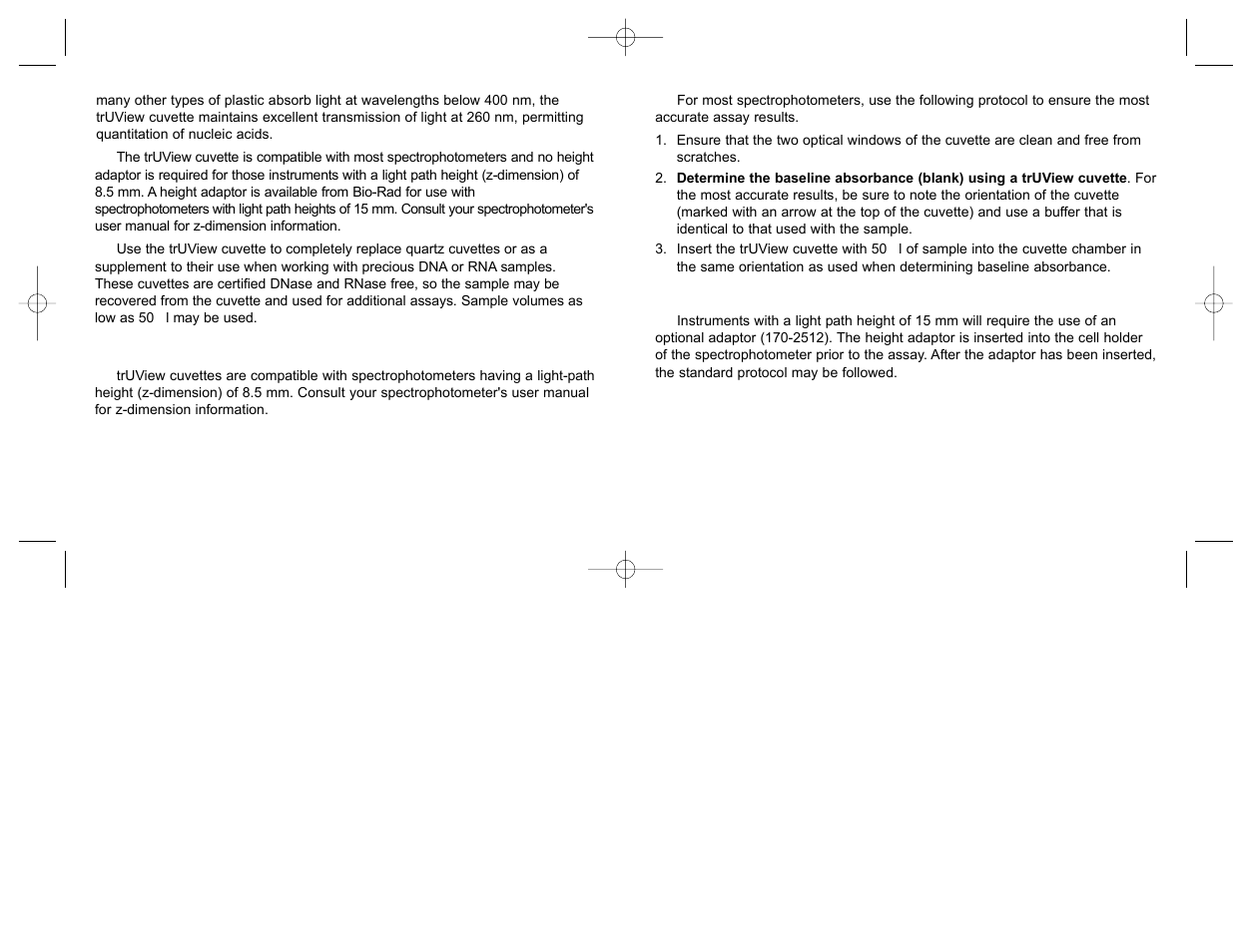 Bio-Rad trUView Cuvettes User Manual | Page 3 / 4