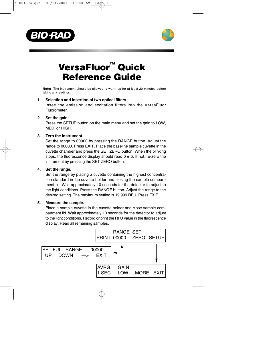 Bio-Rad VersaFluor™ Fluorometer User Manual | 2 pages