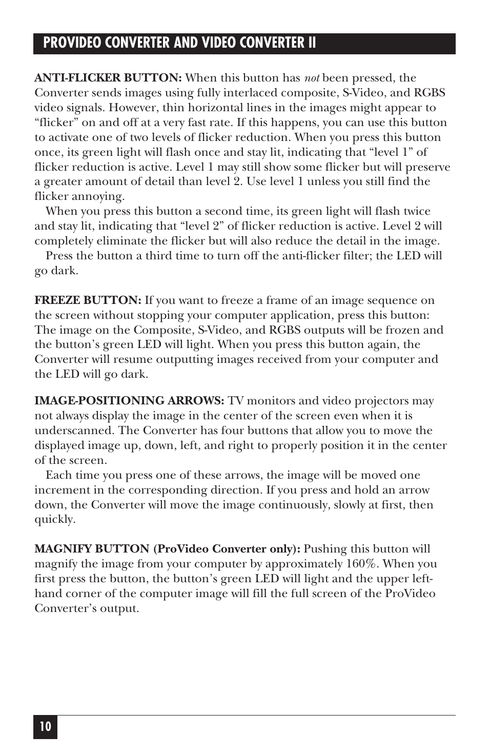 Provideo converter and video converter ii | Black Box AC095A User Manual | Page 15 / 26