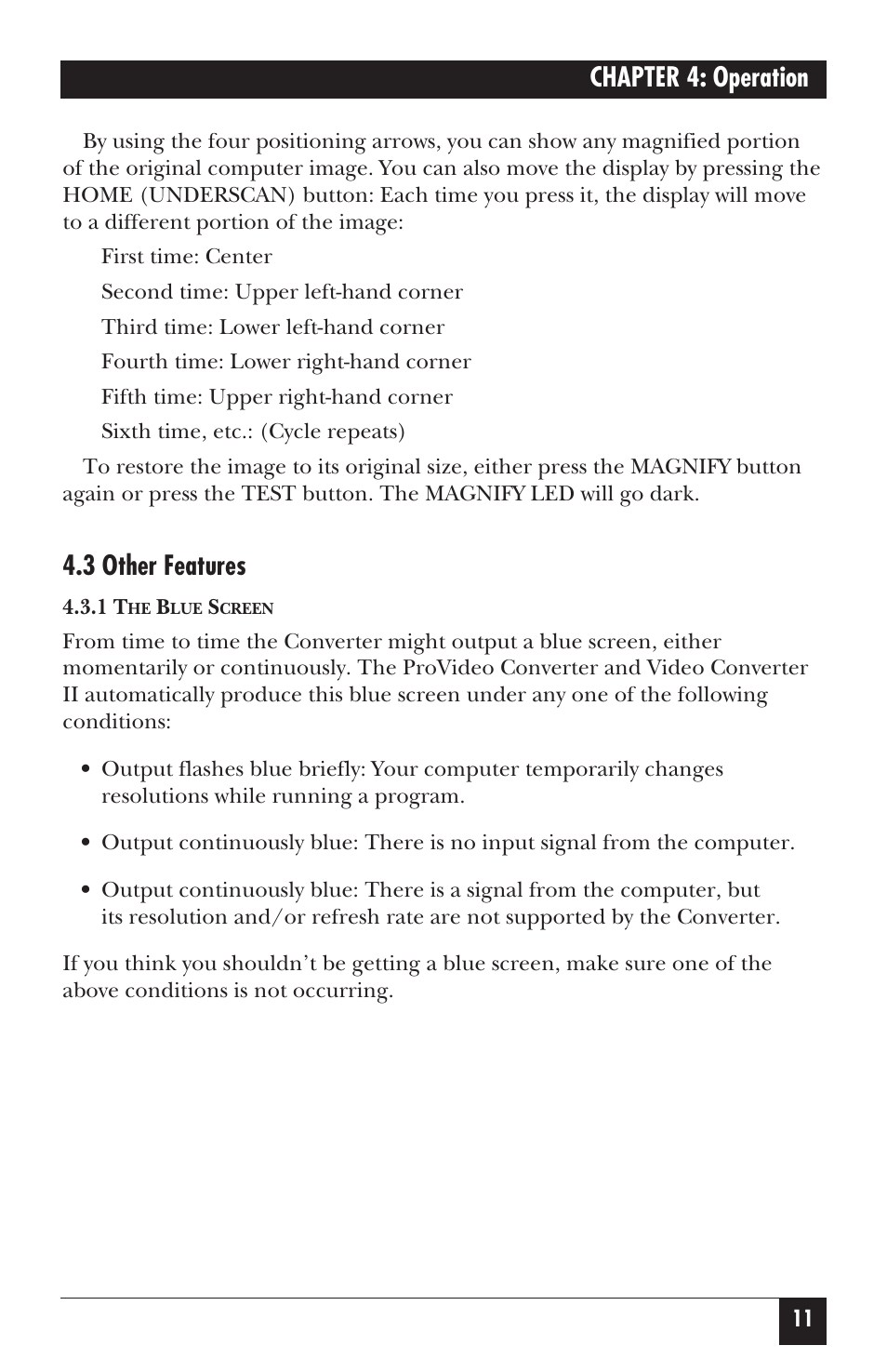 Chapter 4: operation, 3 other features | Black Box AC095A User Manual | Page 16 / 26