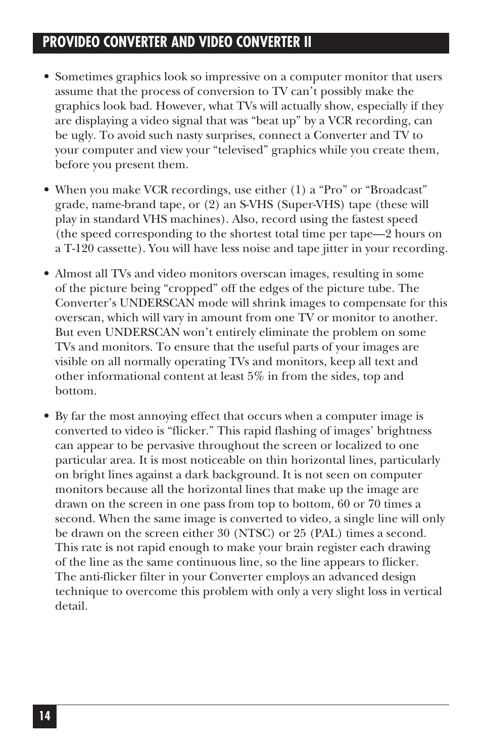 Provideo converter and video converter ii | Black Box AC095A User Manual | Page 19 / 26