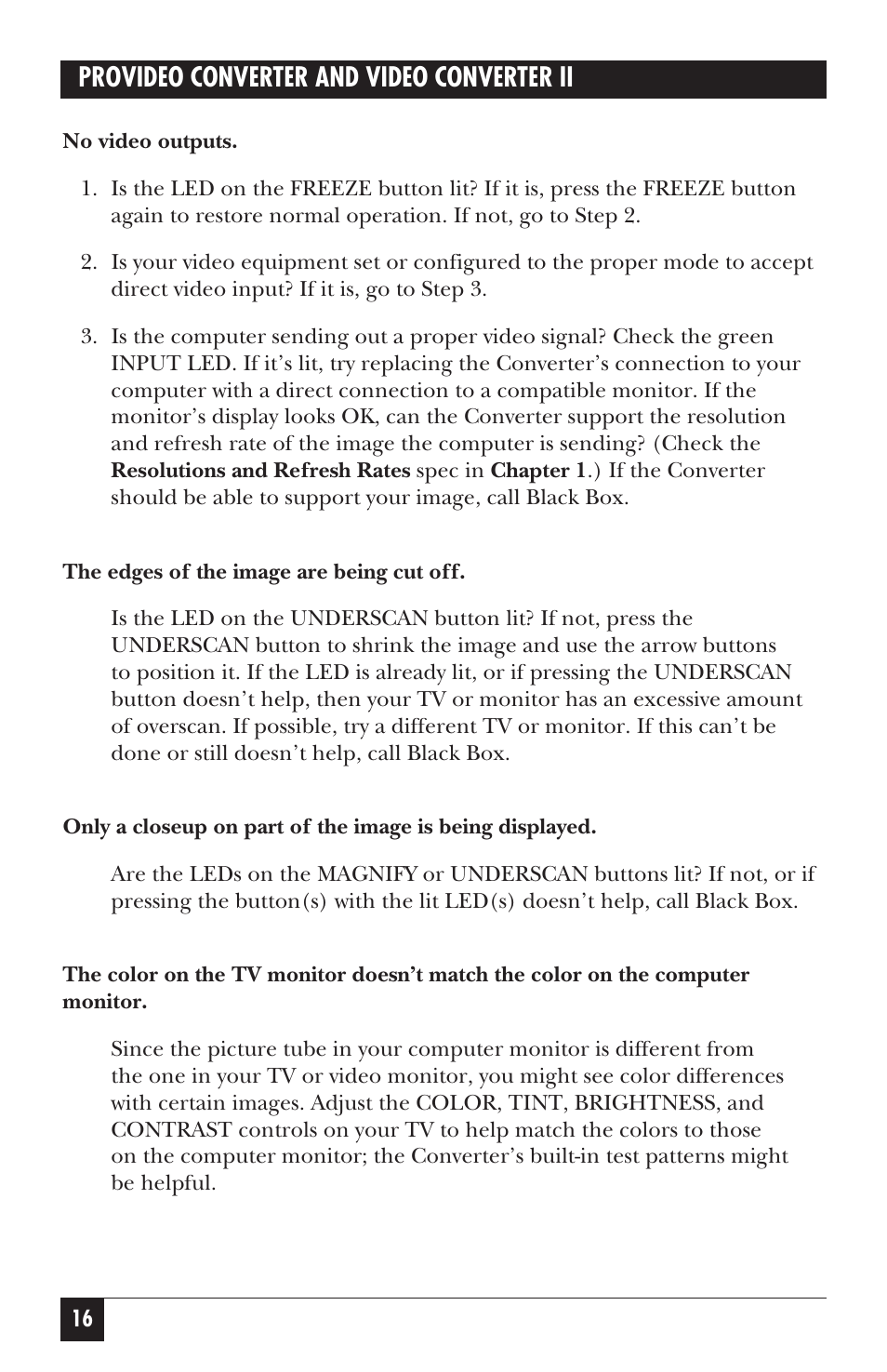 Provideo converter and video converter ii | Black Box AC095A User Manual | Page 21 / 26