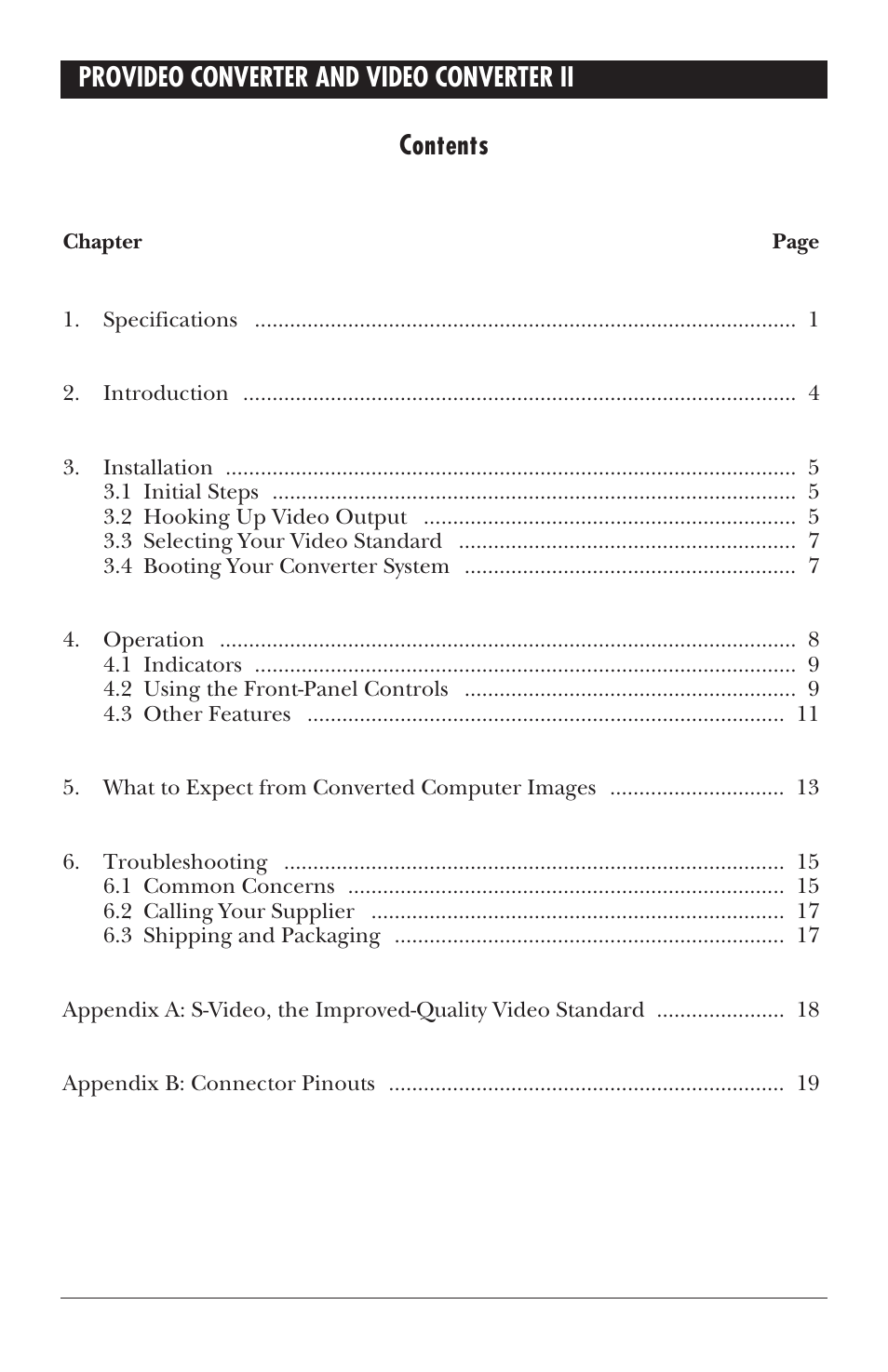 Provideo converter and video converter ii contents | Black Box AC095A User Manual | Page 5 / 26