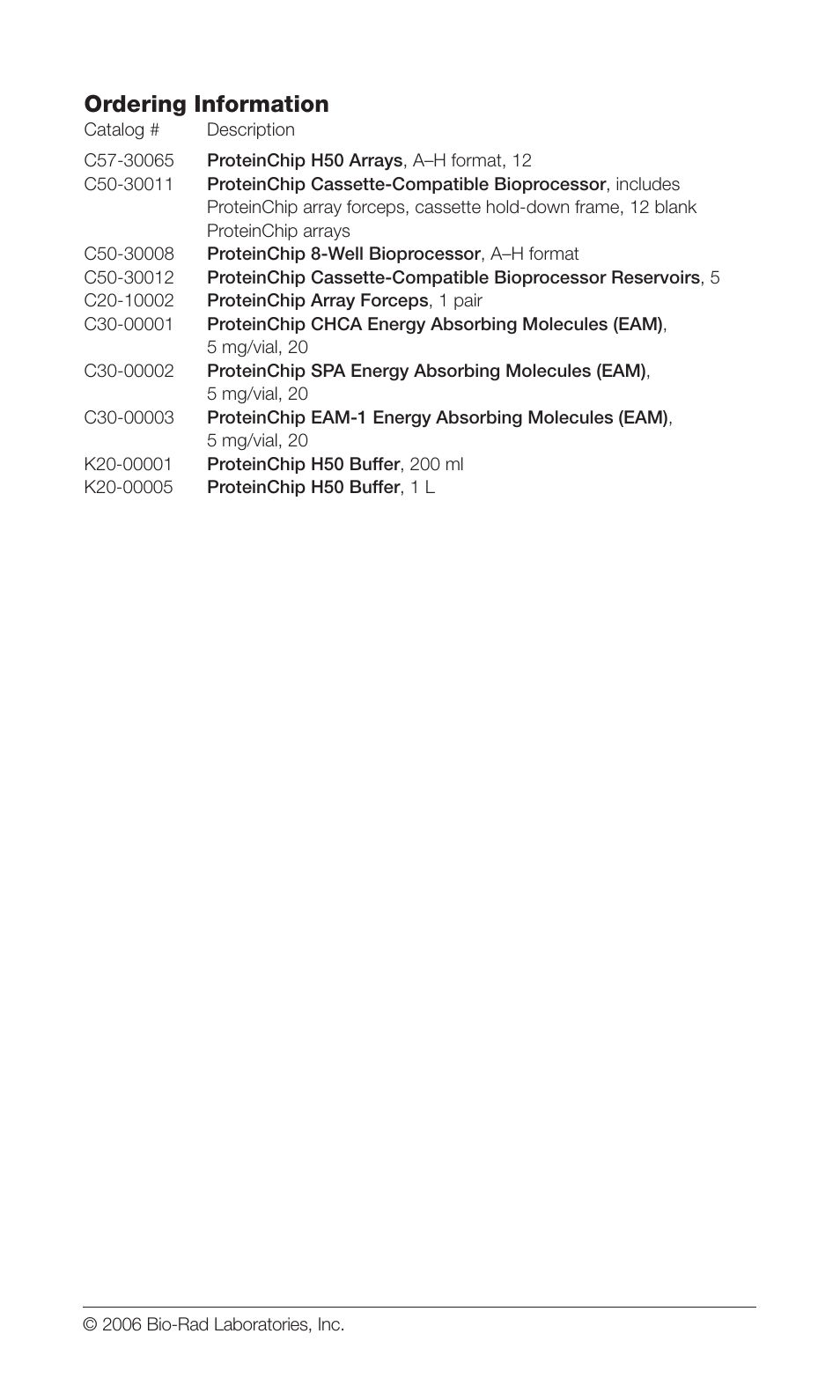 Ordering information | Bio-Rad Chromatographic Surfaces User Manual | Page 7 / 8