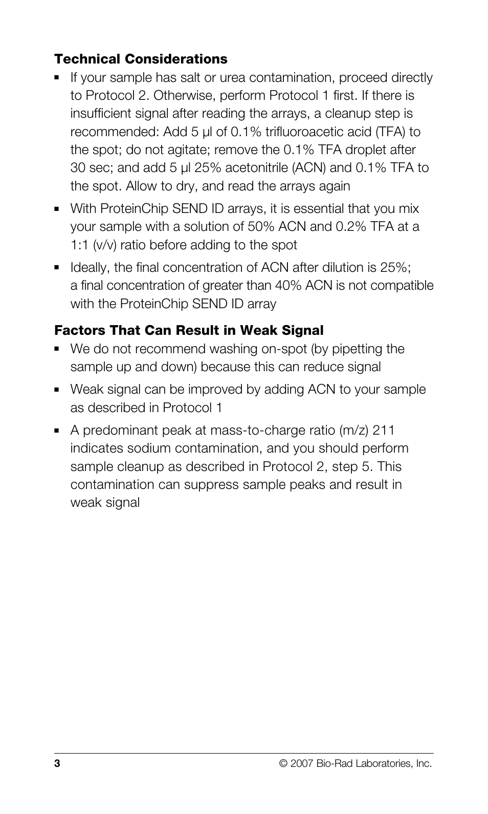 Technical considerations | Bio-Rad Matrix-Prepared Surfaces User Manual | Page 4 / 8