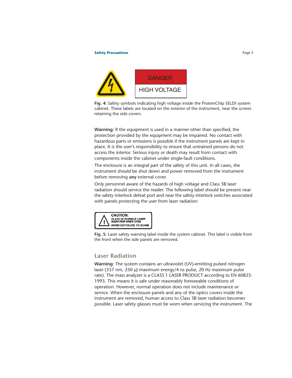 Laser radiation, Danger high voltage | Bio-Rad ProteinChip Data Manager Software User Manual | Page 10 / 58